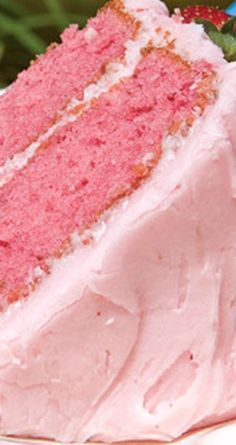 Trozo de pastel rosado